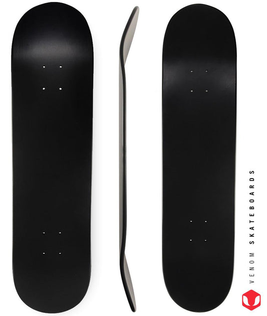 Venom Blank Skateboard Deck - Matt Black - 8.0" Deck Venom Skateboards