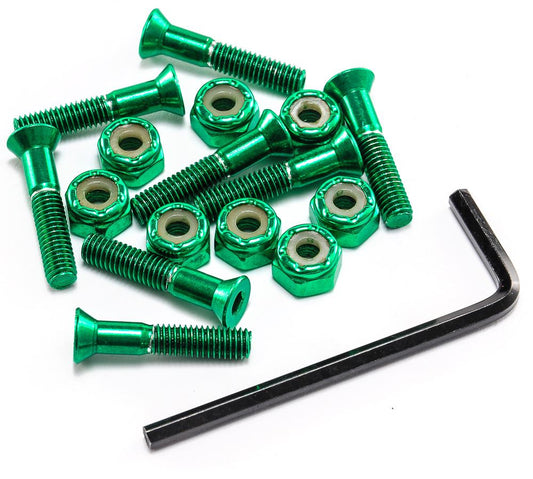 Venom Premium Hardware - Anodised - Green Hardware, Truck Bolts Venom Skateboards