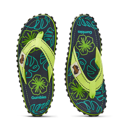 Islander Flip-Flops - Women's - Lime Hibiscus Islander Flip-Flops Gumbies