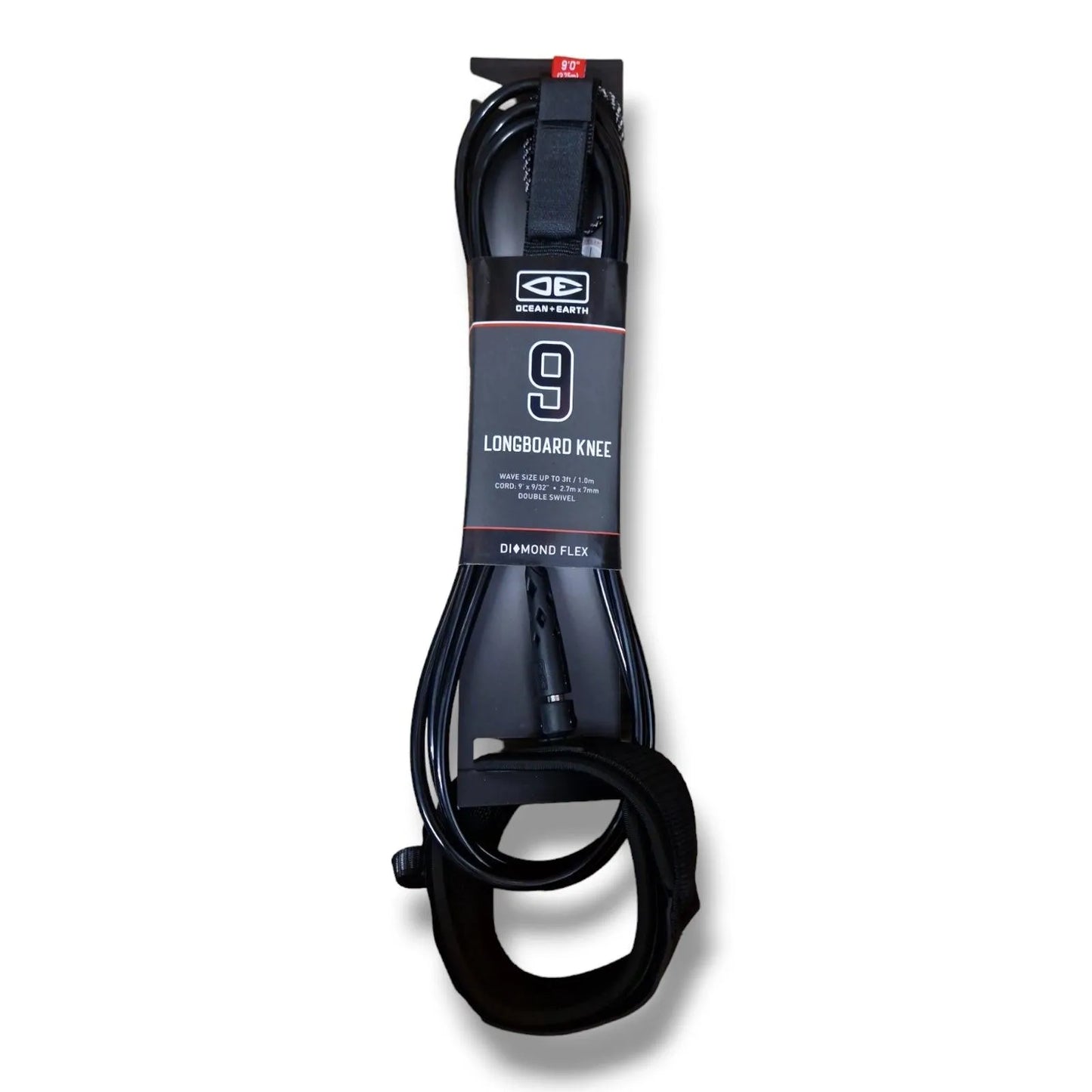 Ocean & Earth 9’0 Longboard Regular Knee Moulded Surfboard Leash Black Surf Leash Ocean & Earth