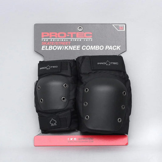 Pro-Tec Pads Adult Street Knee/Elbow Pad Set Open Black Combo Pad Set Pro Tec