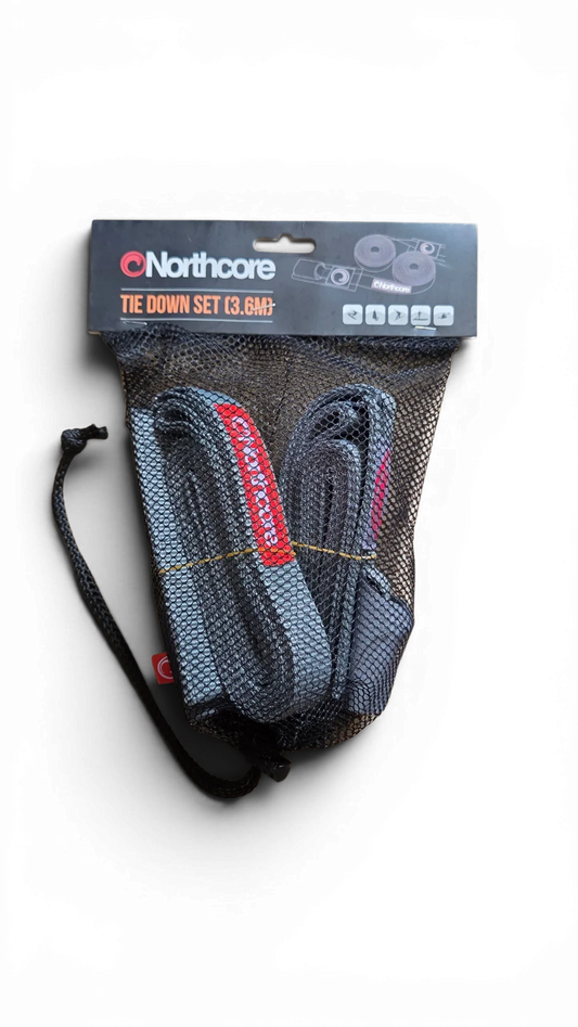 Northcore 3.6m Surfboard Roof Rack Tie Down Straps (Pair) Grey Surf Accessories Northcore