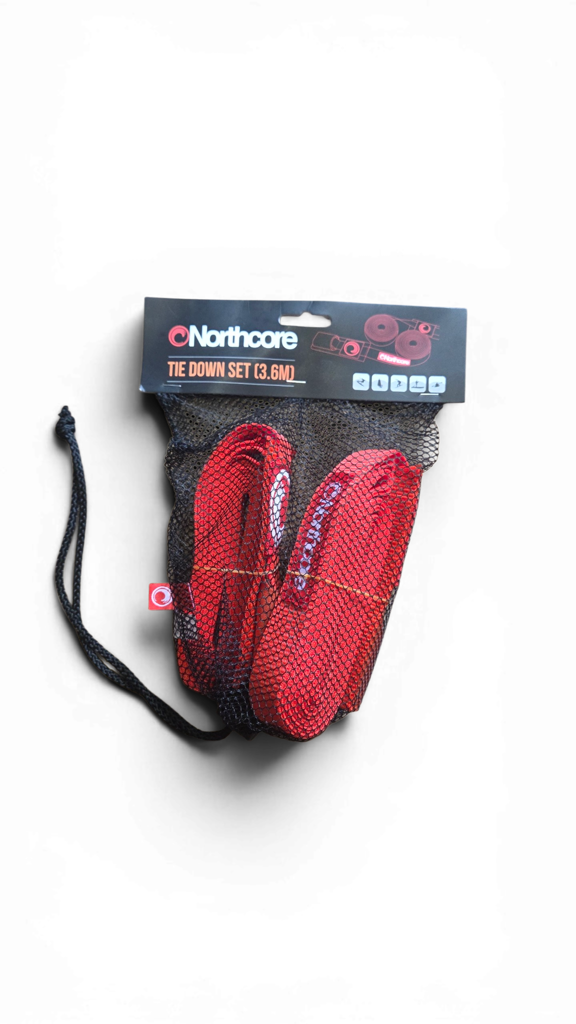 Northcore 3.6m Surfboard Roof Rack Tie Down Straps (Pair) Red