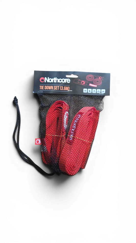 Northcore 3.6m Surfboard Roof Rack Tie Down Straps (Pair) Red Surf Accessories Northcore