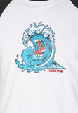 Santa Cruz Screaming Wave Raglan T-Shirt White/Black - Bob Gnarly Surf