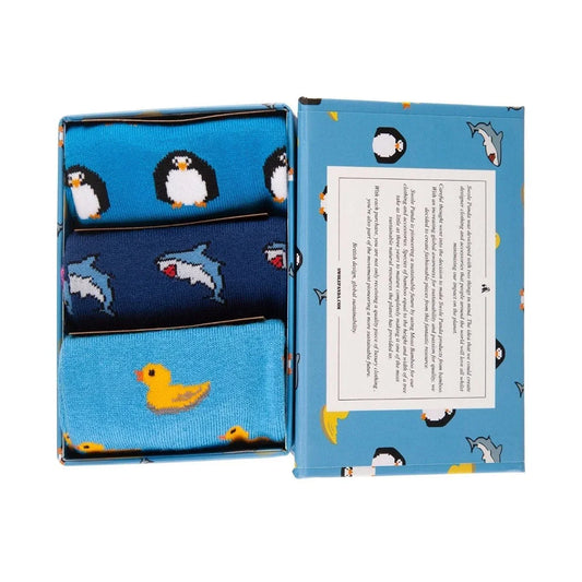 Animal Sock Box - 3 Pairs of Bamboo Socks (His) Sock Gift Box Swole Panda