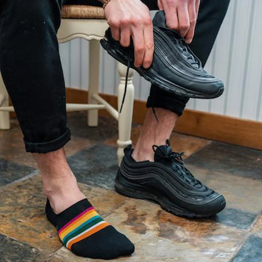 Black Bold Striped "No-Show" Bamboo Socks Socks Swole Panda
