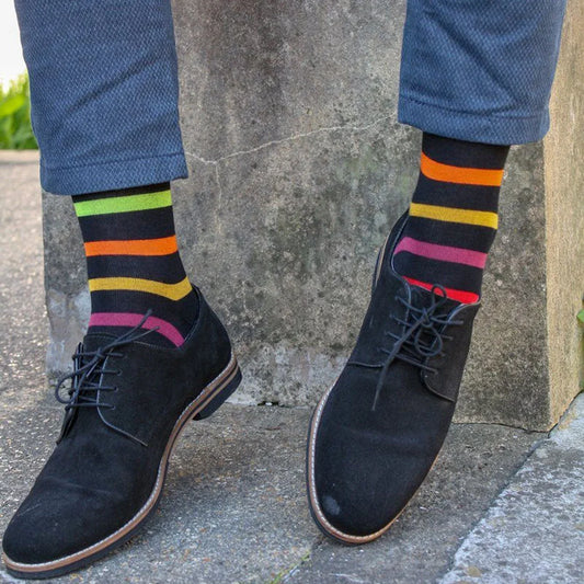 Black Small Striped Bamboo Socks Socks Swole Panda
