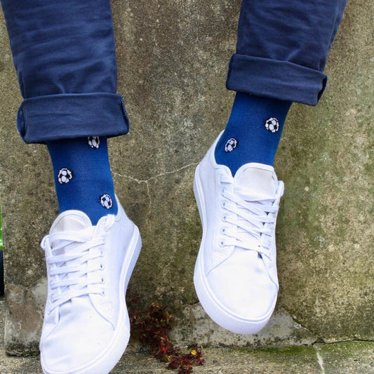 Blue Football Bamboo Socks Socks Swole Panda
