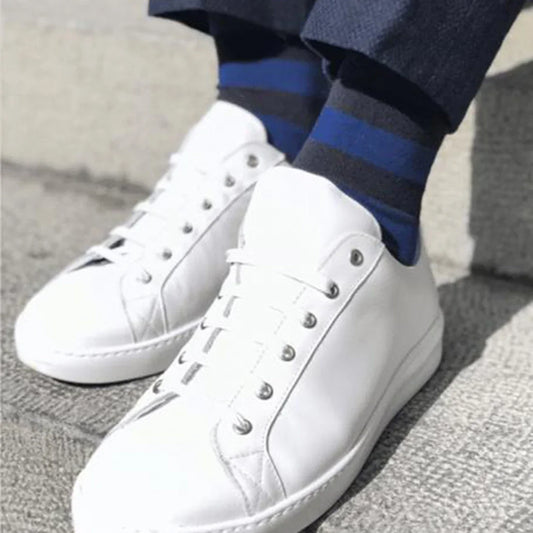 Charcoal Striped Bamboo Socks (Comfort Cuff) Socks Swole Panda