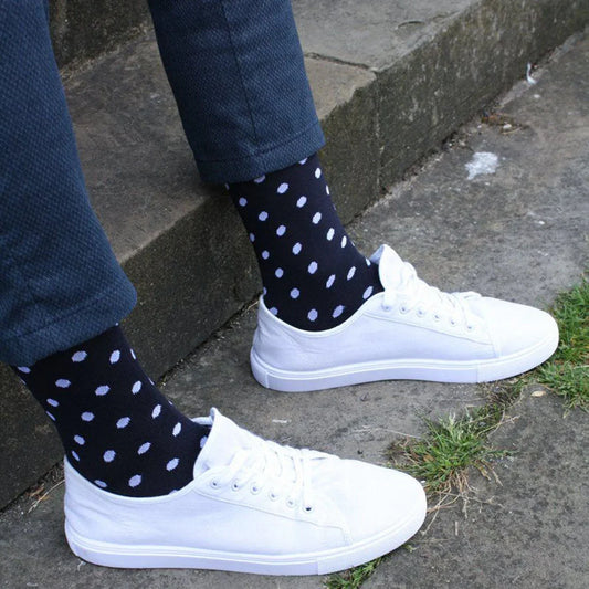 Navy Polka Dot Bamboo Socks Socks Swole Panda