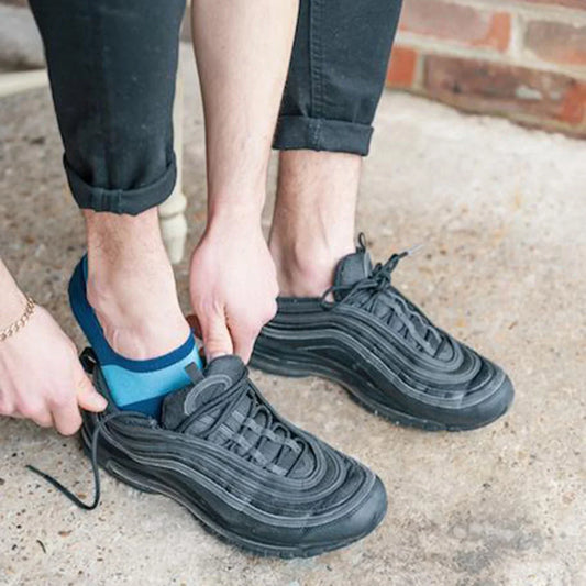 Sky Blue Striped "No-Show" Bamboo Socks Socks Swole Panda