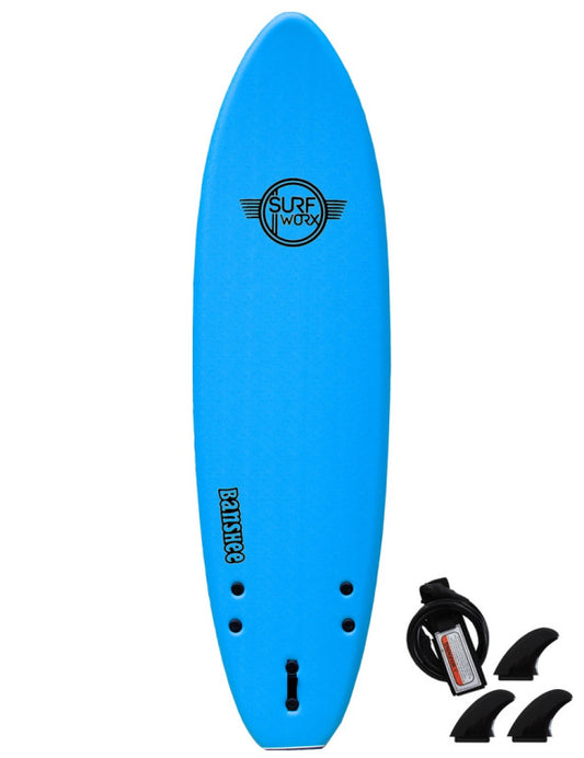 Surfworx Banshee Mini Mal Soft Surfboard 6ft 0 Azure Blue Foamie Surfboard Surfworx 6'0 Azure Blue