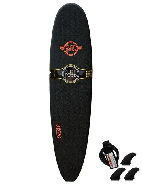Surfworx Ribeye Black Mini Mal Soft Surfboard 8ft 0 Starter Package Surfboards Surfworx