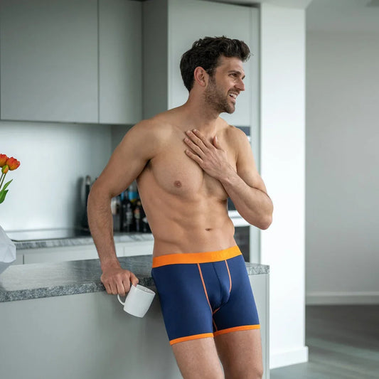 Bamboo Boxers - Navy / Orange Band Underwear Swole Panda
