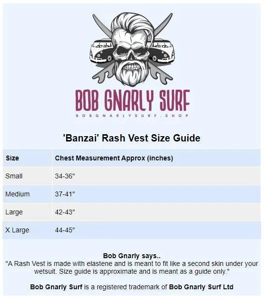 Banzai Black Raglan Rash Vest - Bob Gnarly Surf