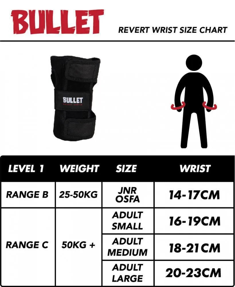 Bullet Skate Pads Adult Junior Revert Wrist Guard Set Black Wrist Guard Set Bullet