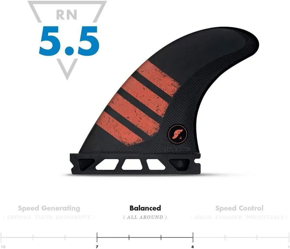 Futures F4 Alpha Size Small Black Red Thruster Fin Set - Bob Gnarly Surf