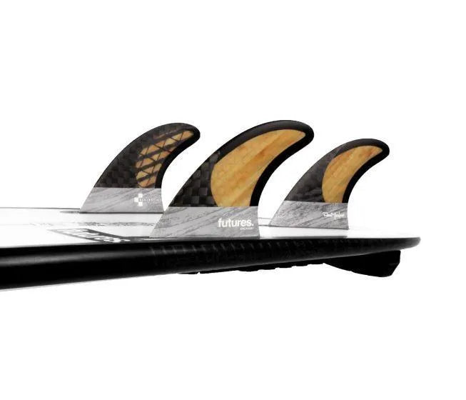 Futures Machado Blackstix Thruster Size Medium Bamboo Grey Thruster Set Rob Machado