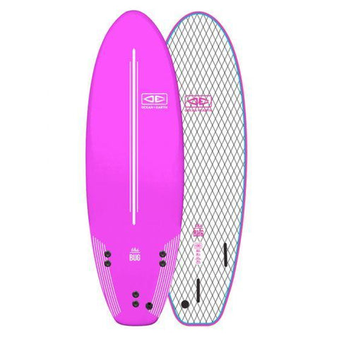 Ocean & Earth 5 Ft 6 Bug 3 Fin Soft Surfboard Pink - Bob Gnarly Surf