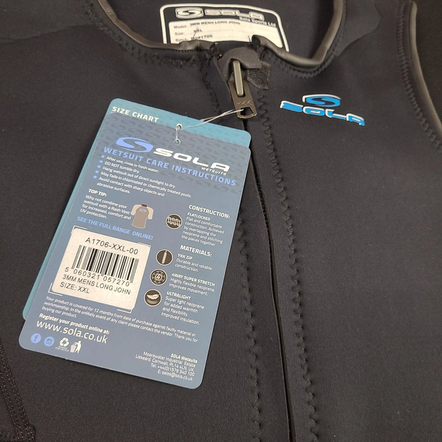 Sola 3mm Neoprene Long John Longjohn Sola