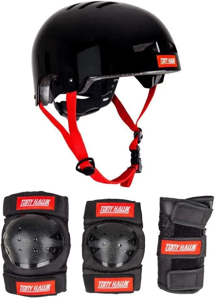 Tony Hawk SS 180 Complete Shatter Logo Skateboard + Protective Gear Combo Skateboards Tony Hawk