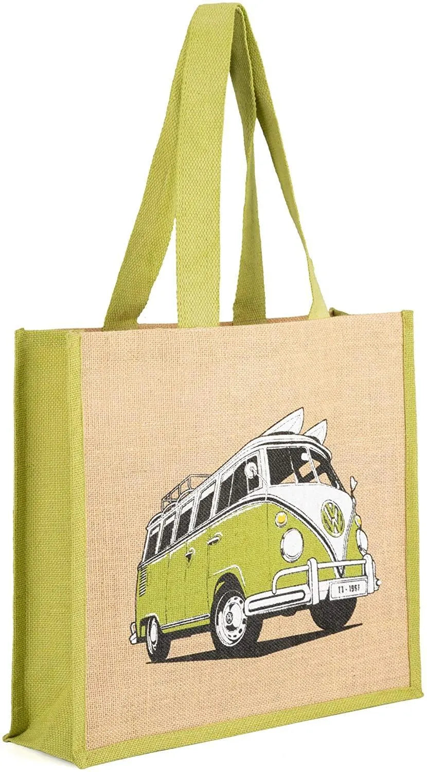 Volkswagen Jute Reusable Shopping Beach Bag Beach Bag Volkswagen Green