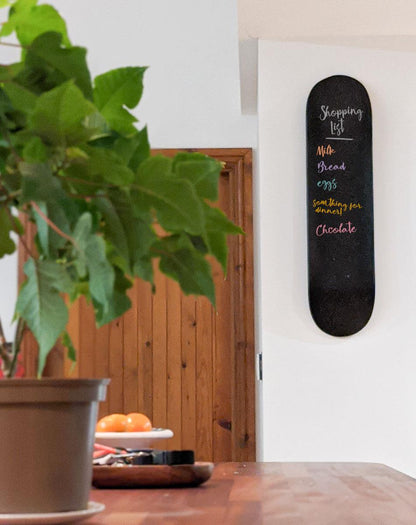 Venom Skateboards Kids Matt Black Chalkboard / Message Board / Bedroom Door Sign Skateboard Deck With Chalk Pack art kit, Deck Venom Skateboards