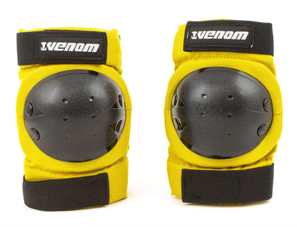 Venom Triple Knee/Elbow/Wrist Pad Set - Yellow Black Pads Venom Skateboards