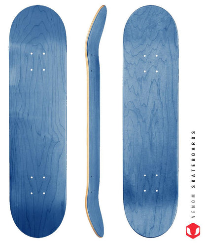 Venom Blank Skateboard Deck - Blue - 7.75" to 8.25" Deck Venom Skateboards