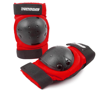 Venom Triple Knee/Elbow/Wrist Pad Set - Red Black Pads Venom Skateboards