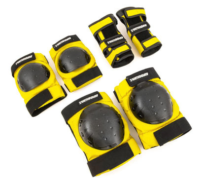 Venom Triple Knee/Elbow/Wrist Pad Set - Yellow Black Pads Venom Skateboards