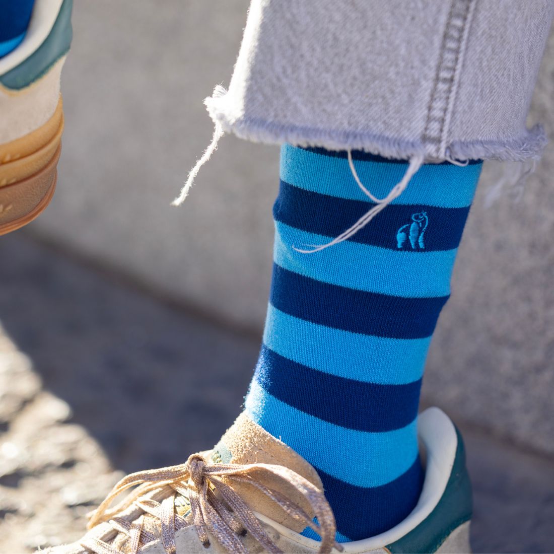 Sky Blue Striped Bamboo Socks Socks Swole Panda