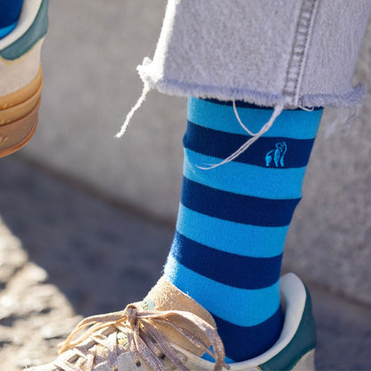Sky Blue Striped Bamboo Socks Socks Swole Panda