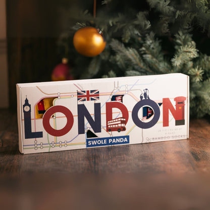 London Sock Box - 4 Pairs of Bamboo Socks (His) Sock Gift Box Swole Panda