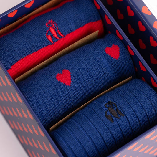 Love Heart Sock Box - 3 Pairs of Bamboo Socks (His) Sock Gift Box Swole Panda