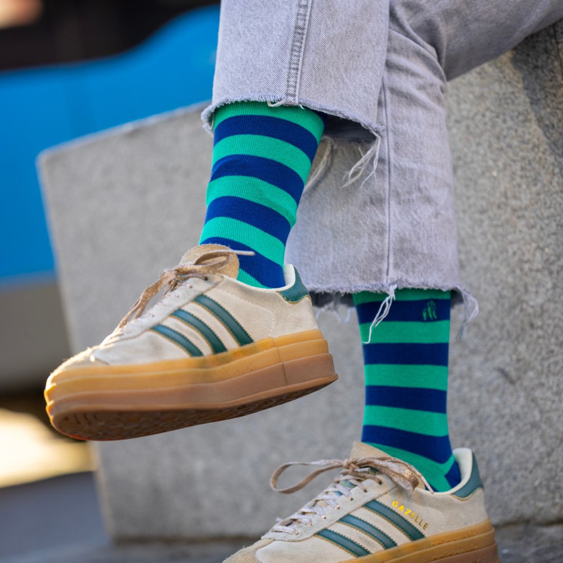Lime Green Striped Bamboo Socks Socks Swole Panda