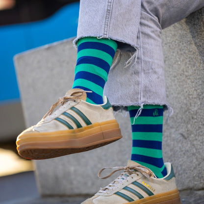 Lime Green Striped Bamboo Socks Socks Swole Panda