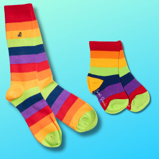 Rainbow Stripe Matching Bamboo Socks (Adult & Child) Socks Swole Panda UK 4-7 (US 5-7.5 / EU 37-40) 2-3 YEARS