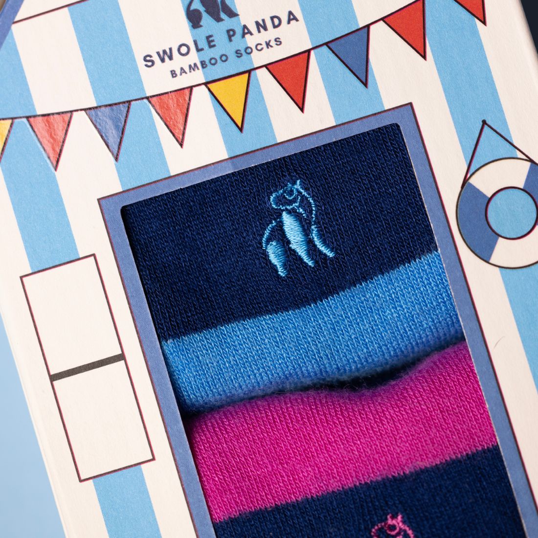 Beach Hut Sock Box - 2 Pairs of Bamboo Socks (His) Sock Gift Box Swole Panda