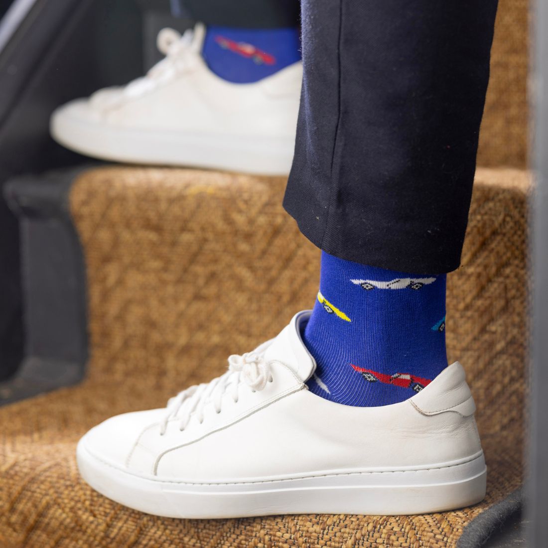 Blue Classic Car Bamboo Socks Socks Swole Panda