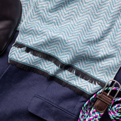 Light Blue Herringbone Bamboo Scarf Scarves Swole Panda