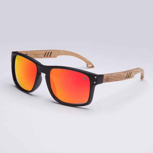Bells Beach –Union of Surf Mens Polarised Sunglasses with Real Wood Arms Sunglasses Union Of Surf Orange Mirror