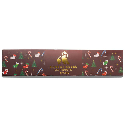 Red Christmas Drawer Box - 4 Pairs of Bamboo Socks (His) Sock Gift Box Swole Panda