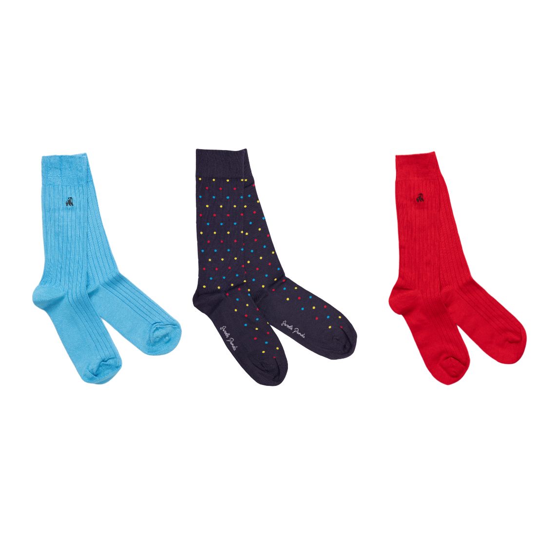 Multi Spot Sock Box - 3 Pairs of Bamboo Socks (His) Sock Gift Box Swole Panda