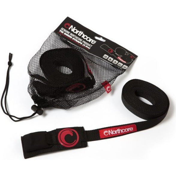 Northcore 3.6m Surfboard Roof Rack Tie Down Straps (Pair) Black