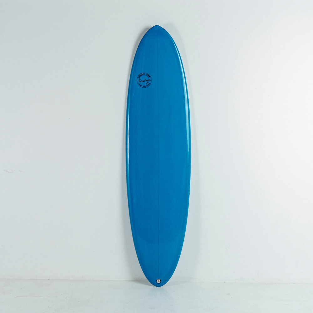 Circle One Heritage 7'0" Egg Surfboard - Epoxy Resin Tint Mid Length Mini Mal Circle One Surf Sky Blue