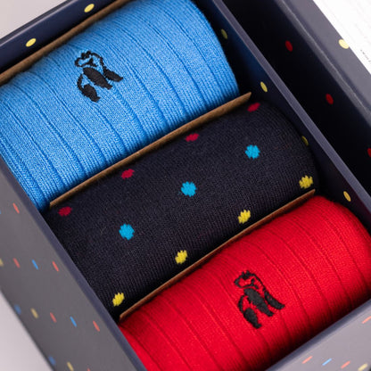 Multi Spot Sock Box - 3 Pairs of Bamboo Socks (His) Sock Gift Box Swole Panda