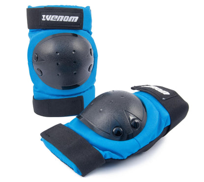 Venom Triple Knee/Elbow/Wrist Pad Set - Blue Black Pads Venom Skateboards
