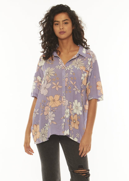 Sisstrevolution Stay Stoked SS Woven Top ladies blouse Sisstrevolution Lilac smoke XS